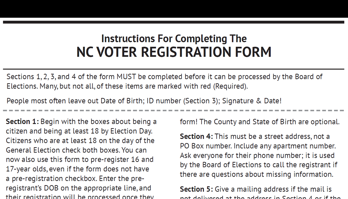 voter registration form