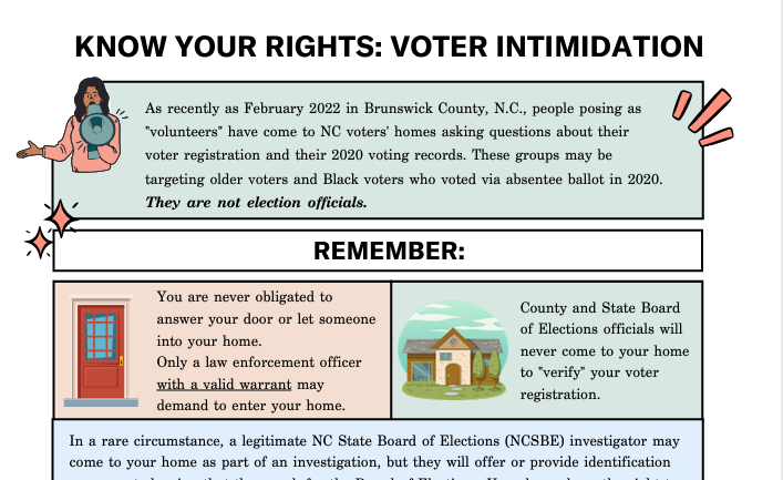 Voter Intimidation: Know Your Rights - Democracy NC